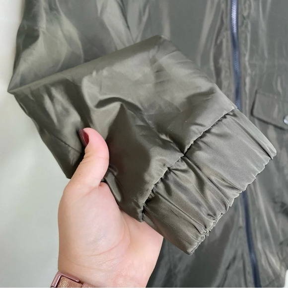 Lucky Brand Olive Green Fleece Lined Hooded Anorak Jacket Coat Women's Small - Picture 5 of 12